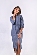 BLUE HEMP & ORGANIC COTTON GIRLFRIEND MIDI DRESS