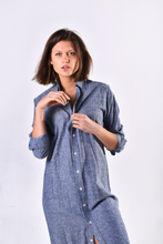 BLUE HEMP & ORGANIC COTTON GIRLFRIEND MIDI DRESS