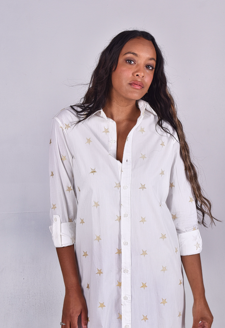 GOLD STARS COTTON GIRLFRIEND DRESS