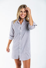 BROWN & WHITE SEERSUCKER GIRLFRIEND DRESS