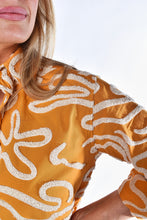 YELLOW AND WHITE SQUIGGLES COTTON GIRLFRIEND MINI DRESS