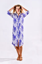 WHITE & PURPLE DOTS LINEN GIRLFRIEND MIDI DRESS