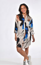 BLACK AND BLUE SPLATTER TENCEL GIRLFRIEND MINI DRESS