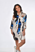 BLACK AND BLUE SPLATTER TENCEL GIRLFRIEND MINI DRESS