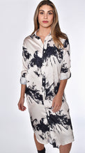 BLACK AND WHITE TIE DYE TENCEL MIDI DRESS