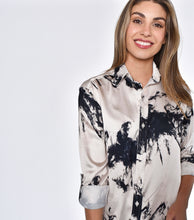 BLACK AND WHITE TIE DYE TENCEL MIDI DRESS
