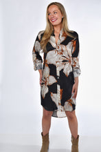BLACK AND WHITE FLOWERS TENCEL GIRLFRIEND MINI DRESS