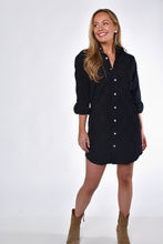 BLACK COTTON FLOWERS MINI GIRLFRIEND DRESS