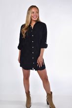 BLACK COTTON FLOWERS MINI GIRLFRIEND DRESS