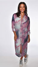 BLUE AND PURPLE MARBLE TENCEL MIDI DRESS