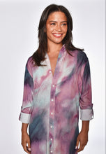 PURPLE AND BLUE MARBLE TENCEL GIRLFRIEND DRESS