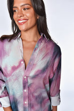 PURPLE AND BLUE MARBLE TENCEL GIRLFRIEND DRESS