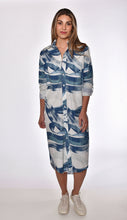 AQUA AND WHITE SNAKES COTTON GIRLFRIEND MIDI DRESS