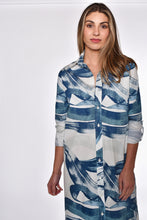 AQUA AND WHITE SNAKES COTTON GIRLFRIEND MIDI DRESS