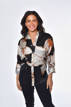 BLACK AND WHITE BIG FLOWER TENCEL SHIRT