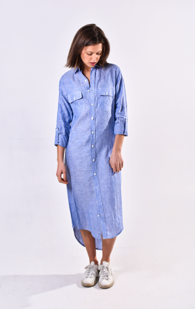 chinese dress ladies Rove Linen Midi Dress Off-Shoulder