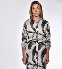 BLACK AND WHITE SWIRLS COTTON GIRLFRIEND MINI DRESS