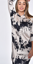 BLACK AND WHITE TIE DYE TENCEL MIDI DRESS