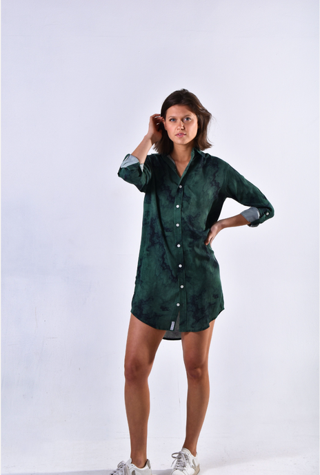 GREEN/BLACK TENCEL GIRLFRIEND DRESS