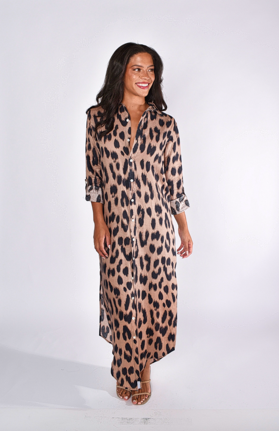 leopard print linen dress Cascadian leopard-print linen midi dress in brown - Zimmermann