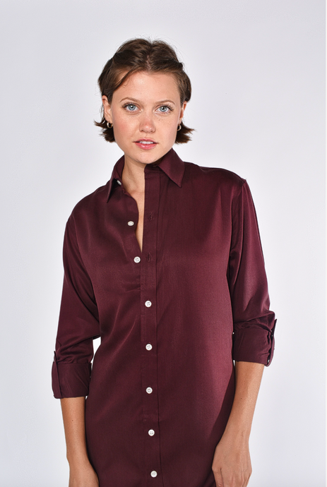 BROWN TENCEL GIRLFRIEND MIDI DRESS