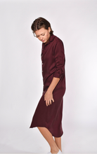 BROWN TENCEL GIRLFRIEND MIDI DRESS