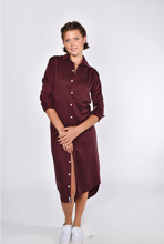 BROWN TENCEL GIRLFRIEND MIDI DRESS