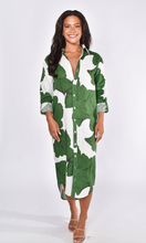 GREEN LEAF GINKGO LINEN GIRLFRIEND MIDI DRESS