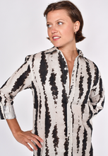 CREAM AND BROWN LINEN GIRLFRIEND SHIRT