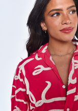 PINK SQUIGGLE COTTON GIRLFRIEND MIDI DRESS