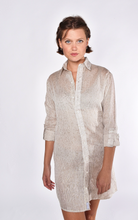 KHAKI GOLD DOT LINEN GIRLFRIEND MINI DRESS