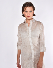 KHAKI GOLD DOT LINEN GIRLFRIEND MIDI DRESS