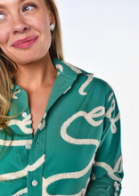 TEAL AND WHITE SQUIGGLES GIRLFRIEND MIDI DRESS