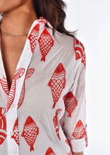 RED AND WHITE FISH COTTON GIRLFRIEND SHIRT