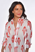 RED AND WHITE FISH COTTON GIRLFRIEND DRESS