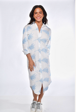 BLUE LEAF COTTON GIRLFRIEND MIDI DRESS