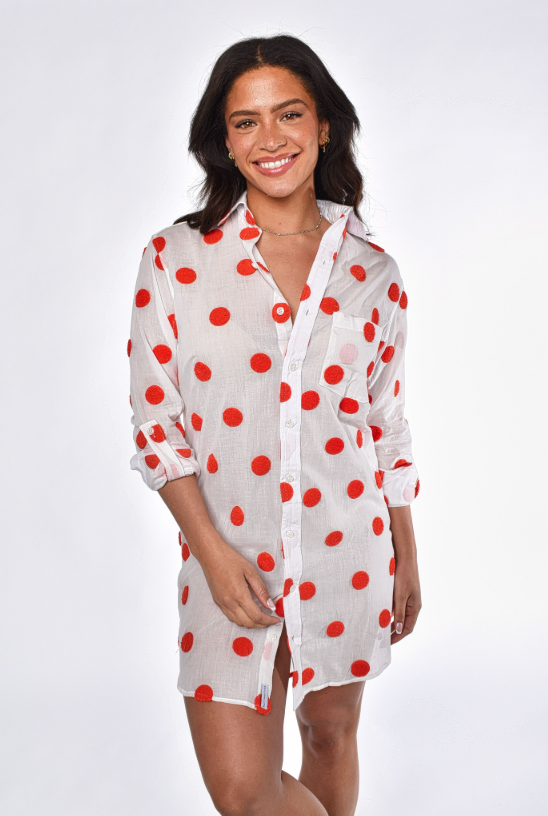 RED DOT COTTON GIRLFRIEND DRESS