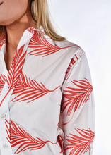 RED AND WHITE LEAF COTTON GIRLFRIEND MIDI DRESS