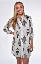 BLACK AND WHITE FISH COTTON GIRLFRIEND DRESS