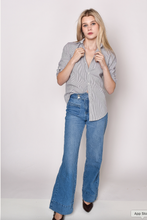 BROWN & WHITE SEERSUCKER GIRLFRIEND BUTTON DOWN SHIRT