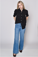 BLACK TENCEL GIRLFRIEND BUTTON DOWN SHIRT