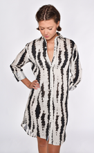 CREAM AND BROWN LINEN GIRLFRIEND DRESS