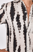 CREAM AND BROWN LINEN GIRLFRIEND DRESS