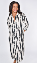 CREAM AND BROWN LINEN GIRLFRIEND MIDI DRESS