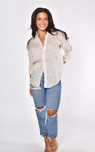 KHAKI GOLD DOT LINEN GIRLFRIEND SHIRT