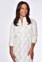 WHITE FLOWERS COTTON MIDI DRESS