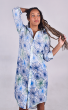 BLUE AND GREEN EMBROIDERED FLOWER GIRLFRIEND DRESS