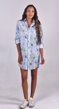 BLUE AND GREEN EMBROIDERED FLOWER GIRLFRIEND DRESS