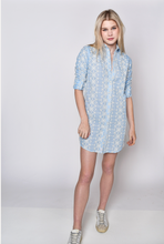 BLUE CREAM EMBROIDERY COTTON GIRLFRIEND DRESS