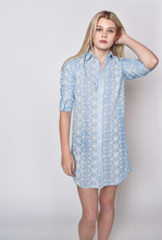 BLUE CREAM EMBROIDERY COTTON GIRLFRIEND DRESS